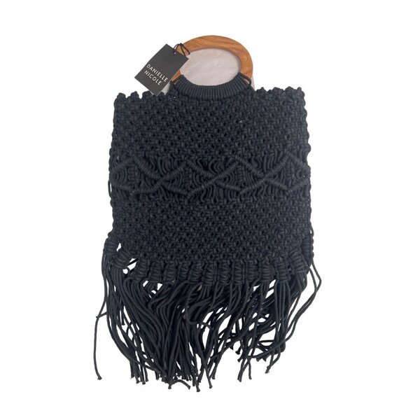 Danielle Nicole Black Macrame Fringe Bag - Picture 6 of 6